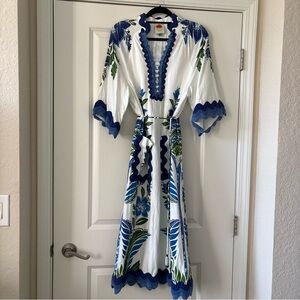 Farm Rio Tropical Tunic Midi Dress with Beaded Belt detail (Size M)